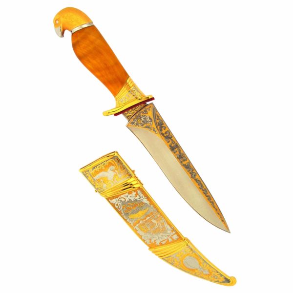 Нож охотничий коллекционный "Сокол" прекрасный подарок мужчине на юбилей. Клинковое оружие можно приобрести в магазине "Златон"